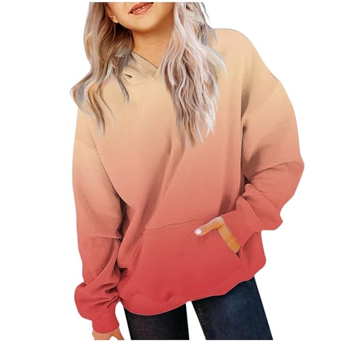 DDAPJ pyju Girls Casual Long Sleeve Hoodies Fleece Oversized Sweatshirt Tops Gradient Cute Fall Pullover with Pocket2
