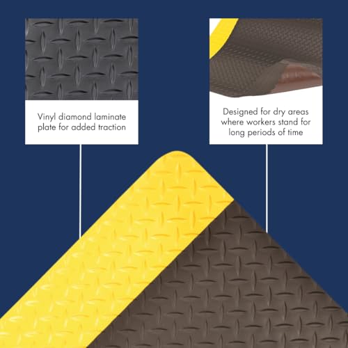 NoTrax 979 Saddle Trax® with RedStop™ Non-Slip Technology 3' x 5' Ultimate Anti-Fatigue Mat, Slip Resistance with Diamond Textured Surface, Black, 979S0035BL by Notrax - Image 4