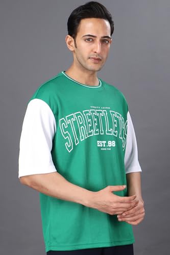 Image of Amazon Brand - INKAST Unisex Oversized T-Shirt | Sportwear | Contrast Sleeves | Drop Shoulder Baggy Fit | Graphic Print | Activewear for Gym,Training & Street Style