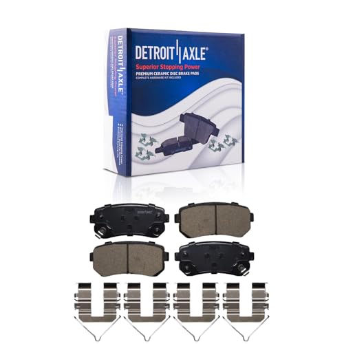 Image of Detroit Axle - Rear Brake Kit for Hyundai 2016 2017 2018 Sonata Kia Optima | Drilled and Slotted Disc Brake Rotors Ceramic Brake Pads with Hardware 11.18 inch inch Rotors Replacement