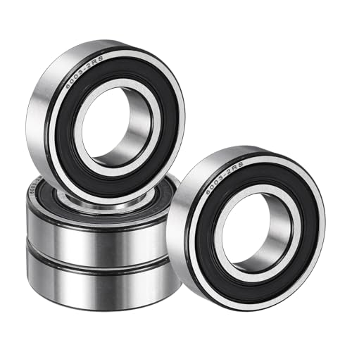 Image of sourcing map 4 Pack 6003 2RS Deep Groove Ball Bearings, 17x35x10mm Chrome Steel Double Rubber Seal Bearing for Electric Motor, Home Appliances, Garden Machinery, (ABEC5)
