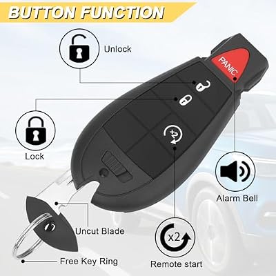 Vurkcy Key Fob Replacement for 2013-2021 Dodge Ram 1500/13-18 Ram 2500 3500 4500 5500 Car Keyless Entry Remote Control,GQ4-53T,4 Buttons,2Pcs