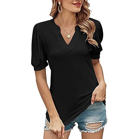 Baynetin Blusa Mujer Cuello V Manga Larga/Corta Cover
