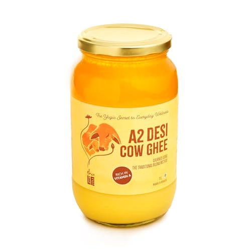 Image of Isha Life Pure A2 Desi Cow Ghee I Traditional Curd Churned I Grass-Fed & Free-Grazing Cows I Bilona Ghee | 1 Litre
