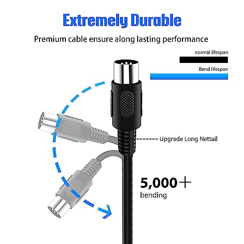 2-pack 33 ft midi cable male to male 5-pin midi cable for midi keyboard electronic piano electronic drum