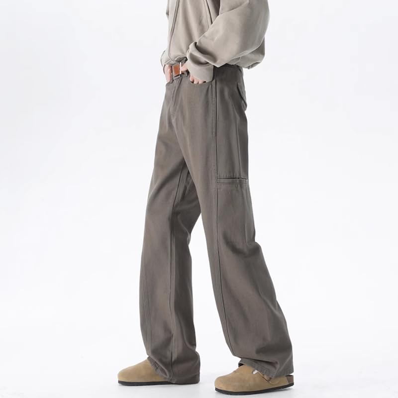 Men's Jeans Spring Summer American Retro Brown Denim Loose Straight Long Pants for Men2