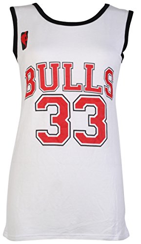 Camiseta sin mangas para mujer - Chicago Bulls 33 - Tallas 8-14 multicolor blanco Talla única
