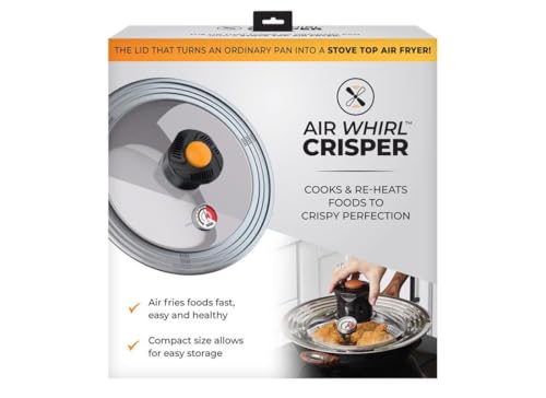 Allstar Kitchen Air Whirl Crisper Air Fryer Lid for Pots & Pans- Fits 10 to 12 Inch Pots and Pans, Works on Stovetop- Includes Air Whirl Lid & Expandable Tray