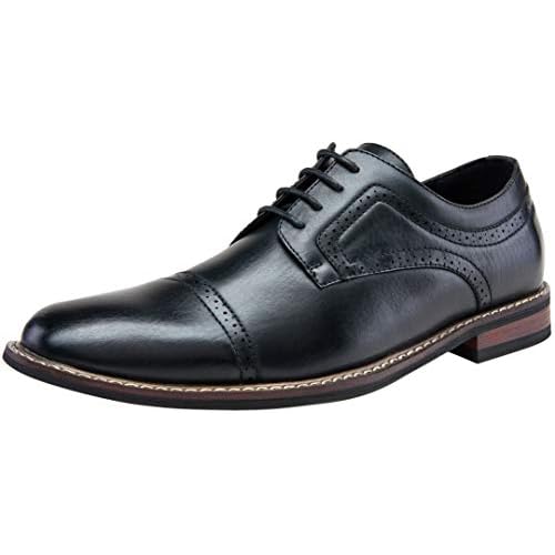 Jousen Men's Dress Cap Toe Shoes Wingtip Brogue Oxfords for Men Business Formal Derby Shoes