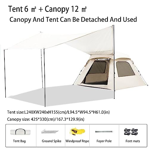 Carpa automática para camping 5-8 personas blanca miniatura 2