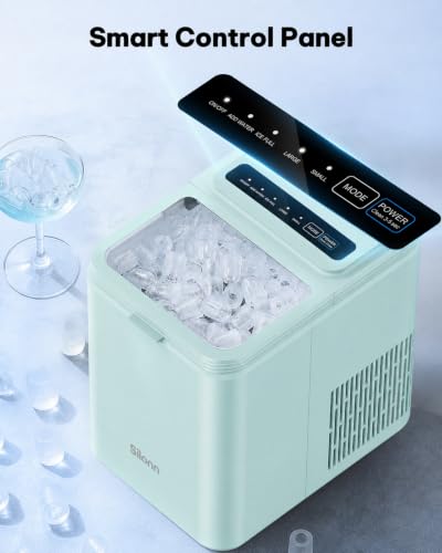 Image of Silonn Ice Maker Countertop, 8 Ice Cubes in 6 Mins, 26.5 lbs /24H, 2 Bullet Ice Sizes, Self-Cleaning Bullet Ice Maker, Portable Ice Machine for Kitchen, Party, Office, and RV Camping