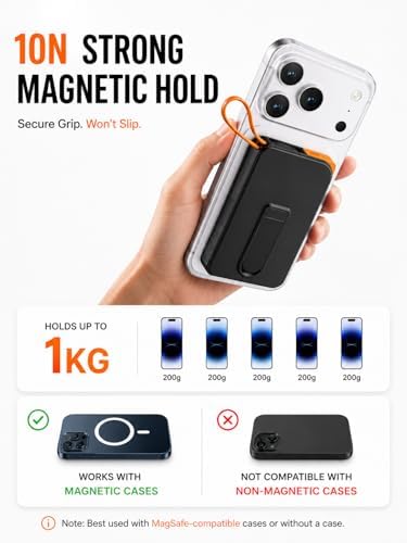 for Magsafe Power Bank iPhone, Magnetic Portable Charger 10000mAh | Built-in USB C Cable, Foldable Stand for Viewing, Up to 22.5W Fast Charging, Travel & Daily Use for iPhone 12-17 Pro/Pro Max