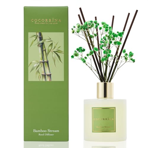 COCORRÍNA 200ml Difusor de Varillas con Flores secas/Arroyo de Bambú/Ambientadores de Hogar, Ambientador Varillas/difusor de Aromas/para Decoración de Baños y Estanterías