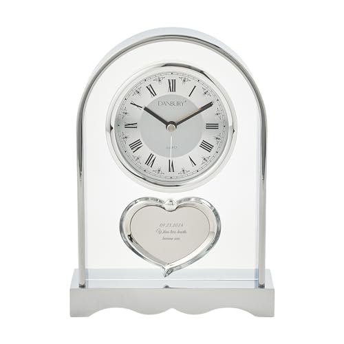 THINGS REMEMBERED Engraved Silver Arch and Heart Mantel Clock (Free Customization)