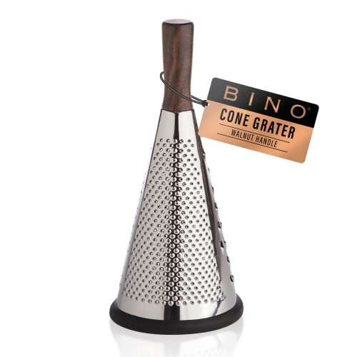 Bino Stainless Steel Cone Grater With Walnut Handle | Round Cheese Grater | Handheld Cheese Grater | Parmesan Cheese Shredder | Multifunction Grater | Kitchen Grater For Chocolate & Vegetables #TOP23