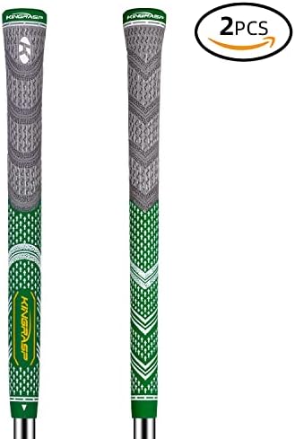 Junshun Standard/MidsizeGrips Set of 2(Free 2 Tapes) - All Weather Cord Rubber Golf Club Grips Ideal for Clubs Wedges Drivers Irons Hybrids (Mdisize, Color：green)