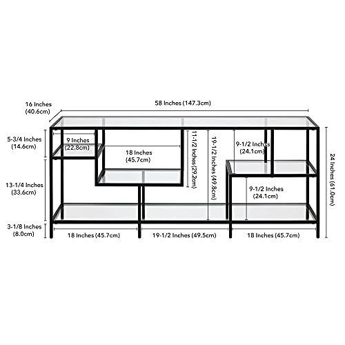 Deveraux Rectangular Tv Stand With Glass Shelves For Tv's Up To 65" In Blackened Bronze #TOP4