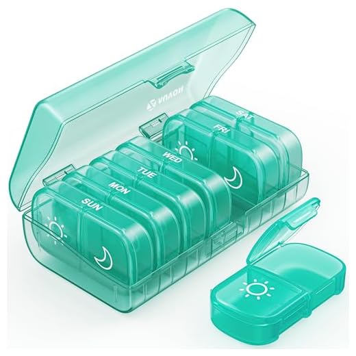 AUVON Weekly Pill Organizer 2 Times a Day, One-Sided Opening, Easy to Use