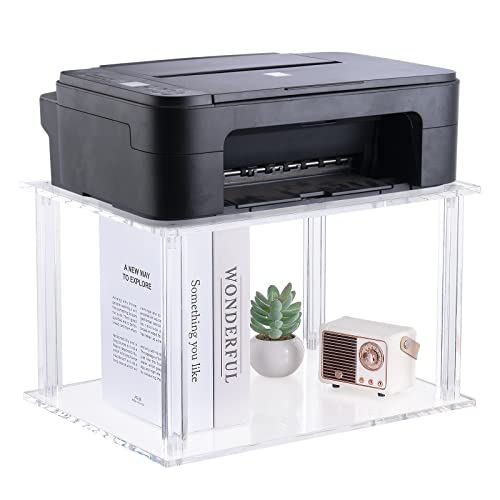 Hmyhum Acrylic Printer Stand - 2-Tier Small Home & Office Printer Table For Desktop And Under Desk, 15.75 X 11.81 X 9.65 Inches, Clear #TOP24