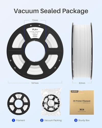 Image of ELEGOO PLA+ Filament 1.75mm Bundle, High Toughness PLA Plus 3D Printer Filament Dimensional Accuracy + /- 0.02mm, 4pcs 1kg Spool(2.2lbs) Fits for Most FDM 3D Printes Black /White /Grey /Space Grey