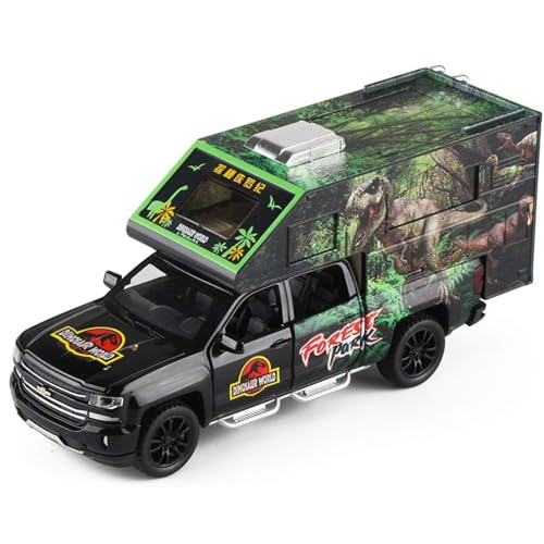 Image of Forest Park 1:32 Diecast Car Model Die Cast Metal Car Jurassic Dinosaurs World Transport Truck Light Sound Openable Door Pull Back