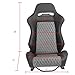 IKON MOTORSPORTS, Universal Racing Seats with Dual Sliders, Reclinable Black PU Leather & Shinny Mesh Fabric Sport Bucket Seats, 1 Pair Driver + Passenger Side