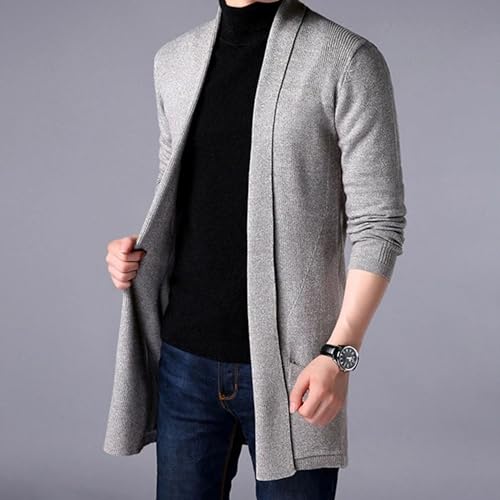 Men Ribbed Drape Length Cardigan Open Front Lightweight Long Men Cardigan Long Sleeve Open Knit Cardigans3
