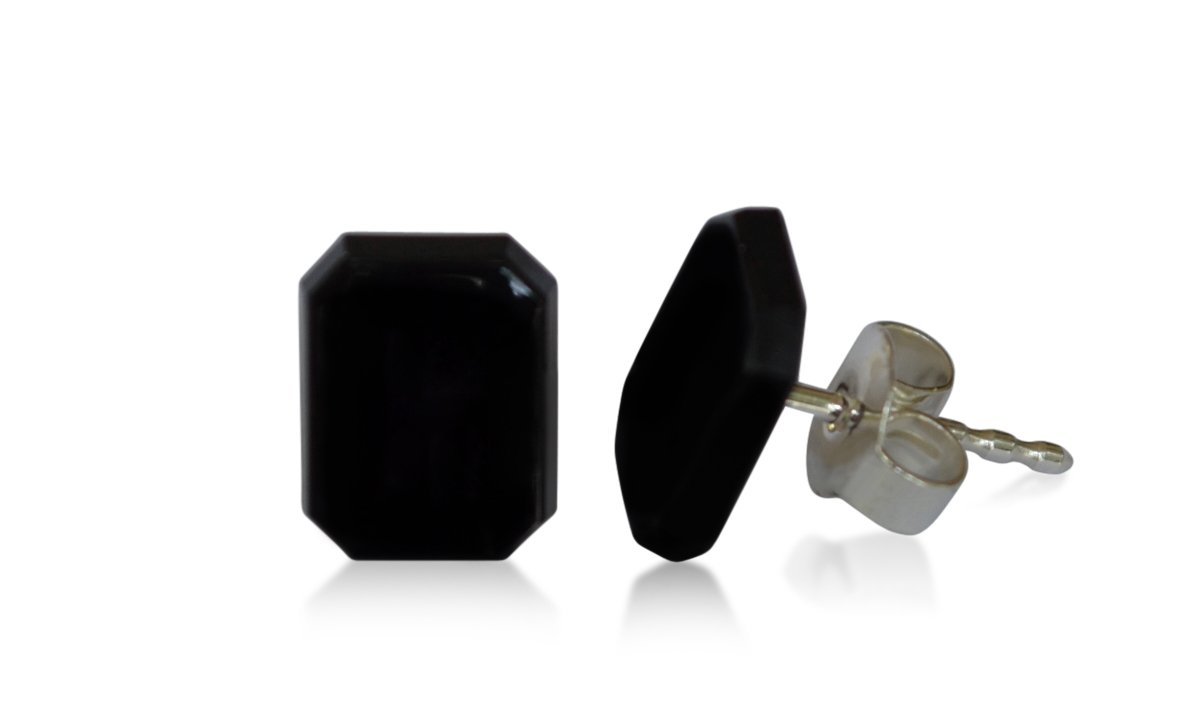 Boucles d'oreilles indiennes en argent avec belles Onyx noire