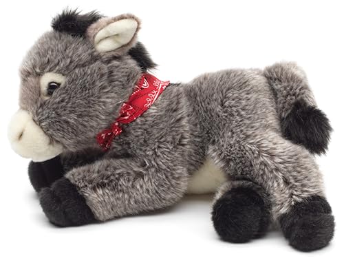 Uni-Toys - Âne avec Bandana, couché – 28 cm (Longueur) – âne en Peluche – Doudou