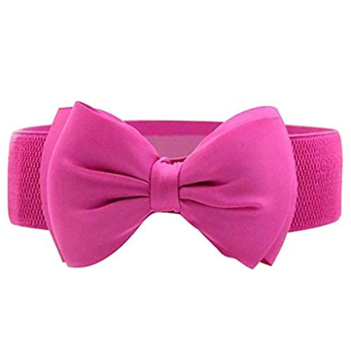 Kineca Las Mujeres elásticas Correas de Cintura del Arco Lindo de la Correa elástico de la Cintura de la Banda de Accesorios Adorable Vestido Rosa roja