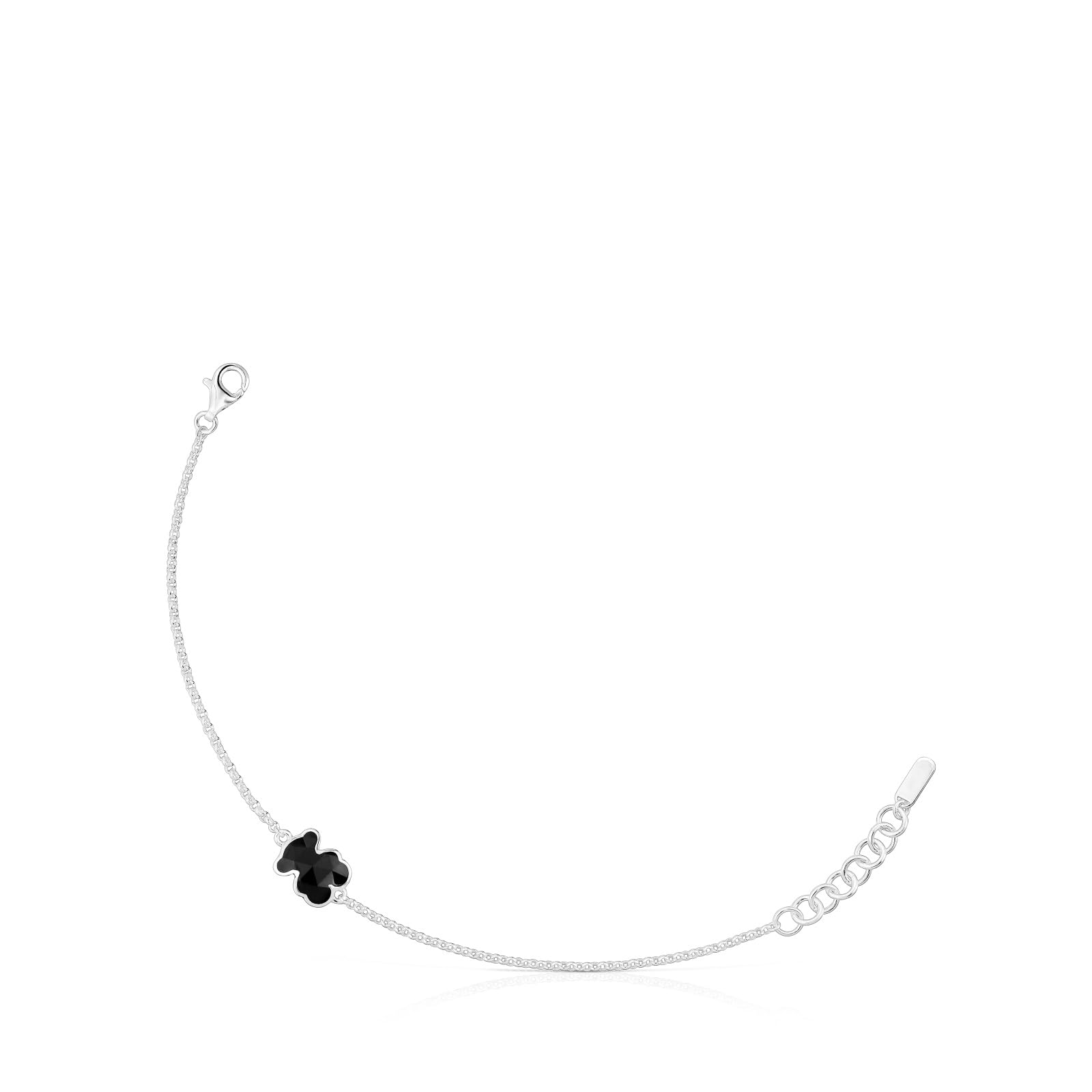 TOUS Pulsera Cadena para Mujer de Plata de Primera Ley y Motivo Oso en Ónix, Colección Icon Color