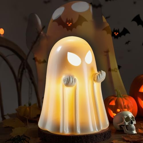 Image of Kenmohuo Halloween Angry Ghost Night Light, Cute Spooky Statue, Resin Decor, Battery Lantern for Party, Home, Indoor & Porch Figurine