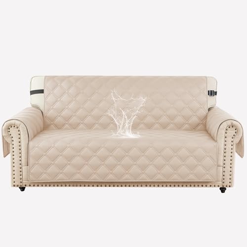 Housse canapé 2 places imperméable beige Ystyle universelle avec accoudoirs