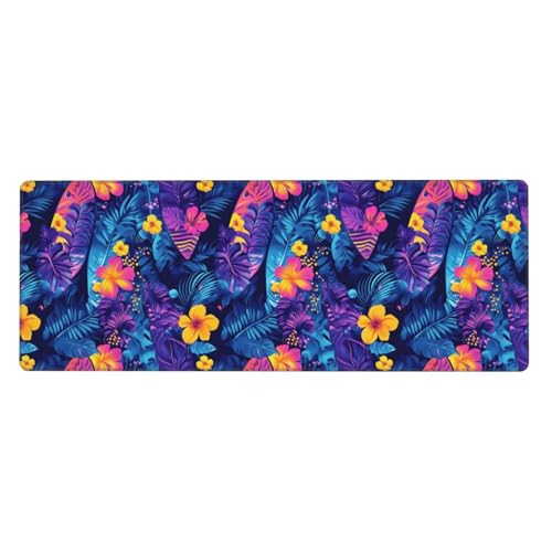 Grand tapis de souris gamer plantes tropicales antidérapant XXL