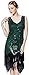 Metme Women's 1920s Vintage Flapper Fringe Beaded Great Gatsby Party Dress (S, Green)