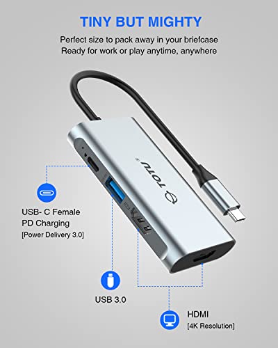 Docking Station, USB C Hub, TOTU 4 in 1 USB C to Dual HDMI Adapter with 4K HDMI Ports, 100W Power Delivery Port, USB 3.0 5Gbps Data Port for MacBook Air, MacBook Pro, DELL, Chromebook and More