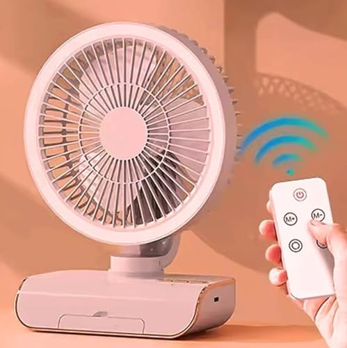 Image of 4000mAh High Speed ๐๐๐๐ก๐๐ซ๐ ๐๐๐๐ฅ๐ Table Fan for Home, ๐๐ฌ๐๐ข๐ฅ๐ฅ๐๐ญ๐ข๐ง๐ ๐๐๐ง with ๐๐๐ ๐๐ข๐ ๐ก๐ญ | ๐๐๐ ๐๐๐ซ๐ฌ๐จ๐ง๐๐ฅ Fan, ๐ ๐๐ฉ๐๐๐ (F1 - Pink)