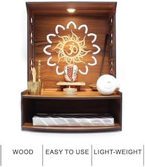 Puzzle Berry Wall Mounted Wooden Pooja Mandir for Home & Office with LED Spot...