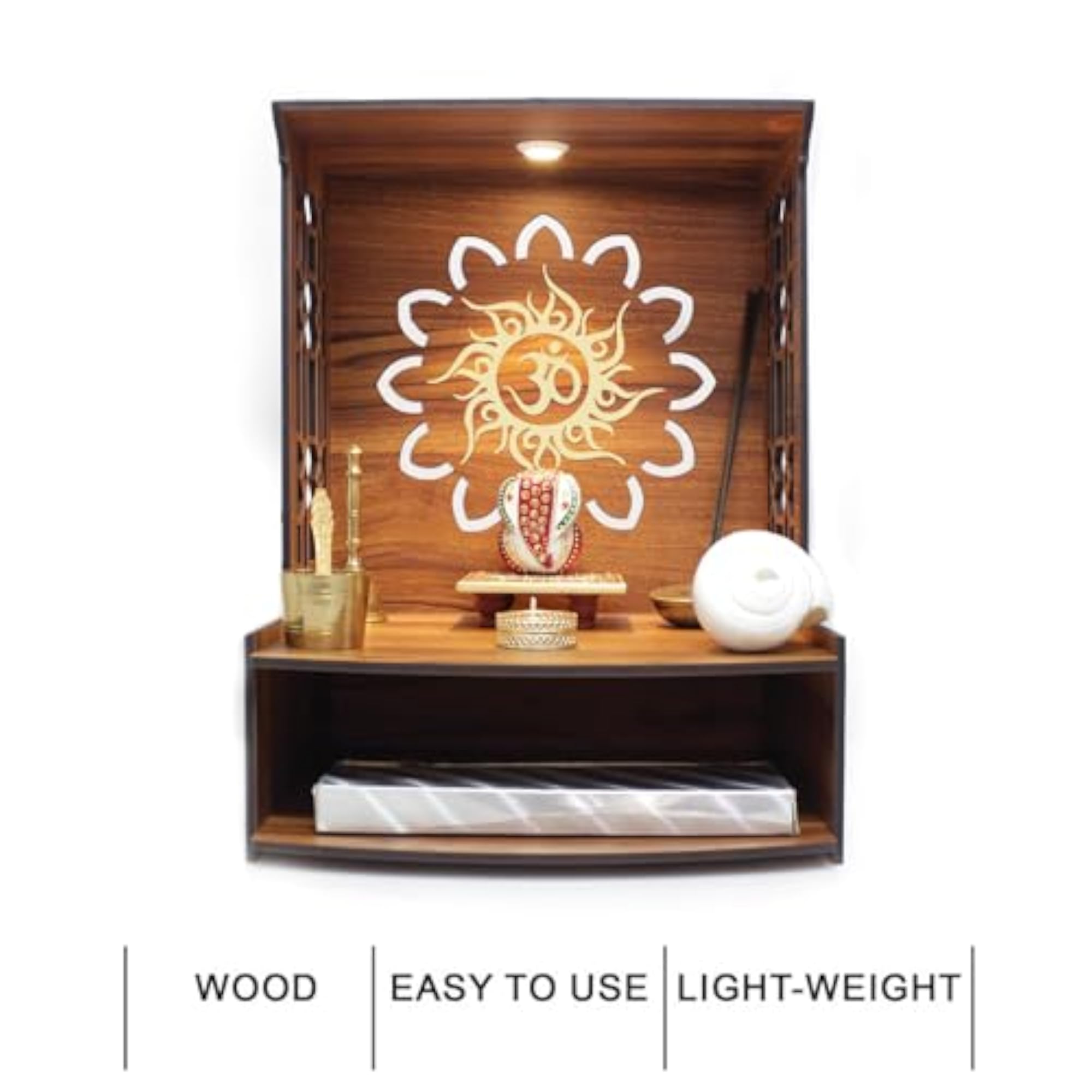Wall Mounted Wooden Pooja Mandir for Home