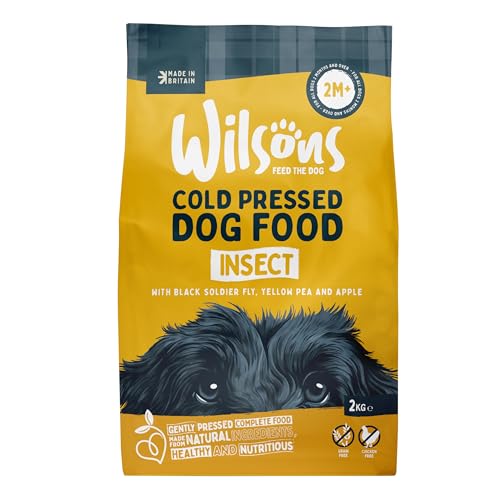 Wilsons - Insect Cold Pressed Dry Dog Food, Wheat Free, High Protein, Delicious Meal with Essential Nutrients, Grain Free, Hypoallergenic, Suitable for Adult Dogs and Puppies 2 Months and Up (2kg)