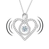 HMJ Diamond Dancing Heart Necklace,1Carat Moissanite Floating Pendant for Women,Sterling Silver Lab Diamond Heart Jewelry for Christmas Women