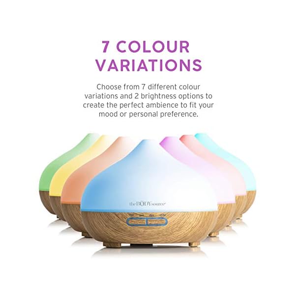 The Body Source® Aroma Diffuser for Essential Oils with 7 Colour LED Lights (300ml) - Image 8