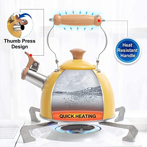 image for ROCKURWOK Tea Kettle, Tea Pot with Cool Touch Ergonomic Handle, Tea Ke