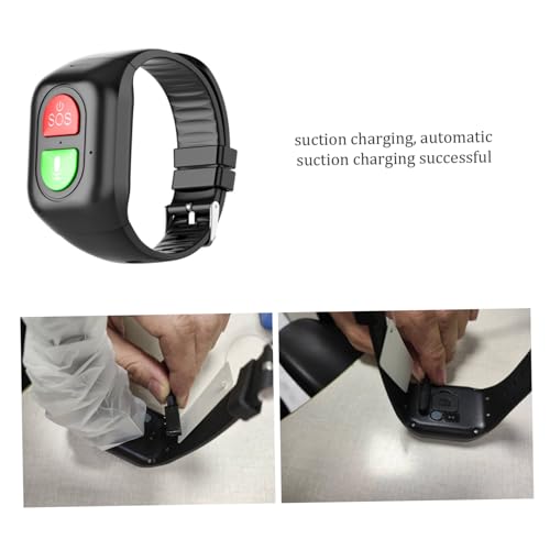 Fitness Trackers, SOS GPS-trackingarmband met noodoproepfunctie, locatie, fitnesshorloge voor senioren en kinderen, waterdichte activiteit in zwart - Afbeelding 3