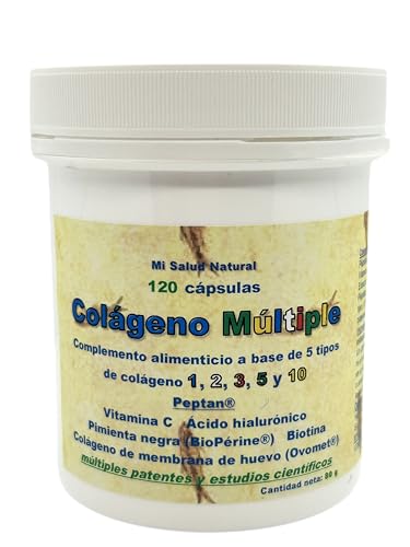 MULTI COLLAGEN Collagène Breveté PEPTAN® + Acide Hyaluronique + Vitamine C + Bioperine® + Ovomet® + Biotine-divers Brevets + Études Cliniques - 120 capsules 2 mois de cure - aussi 60 et 240 capsules