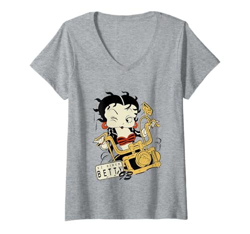 Femme Betty Boop Ez Rider Betty T-Shirt avec Col en V