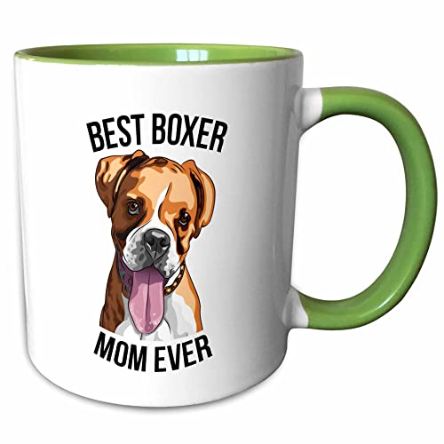 3dRose Best Boxer Mom Ever 15oz Two-Tone Green Mug