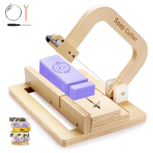 GUIFA Soap Cutter Wooden Soap Cutter Adjustable Wire Slicer Cutting Tool for Handmade Soap Cheese & Candles DIY Soap Cutting (Wood)