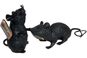 D.R.E.LLC Black Squeezable Squeaky Rubber Rats