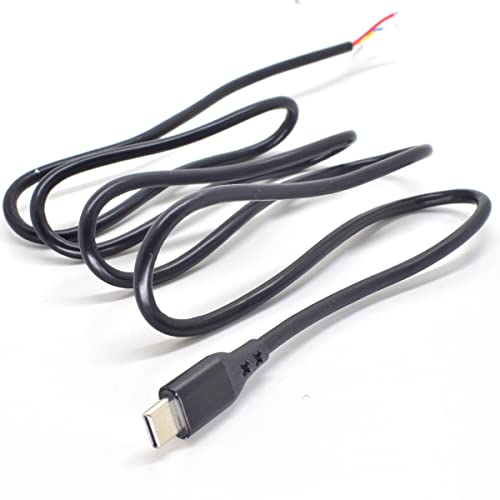 Kabel wtykowy USB C, ELNONE Typ C 4 ft 1,2 m 5A 20AWG 6-rdzeniowy kabel zasilający do transmisji danych, CC1 CC2 przewód DIY czarny